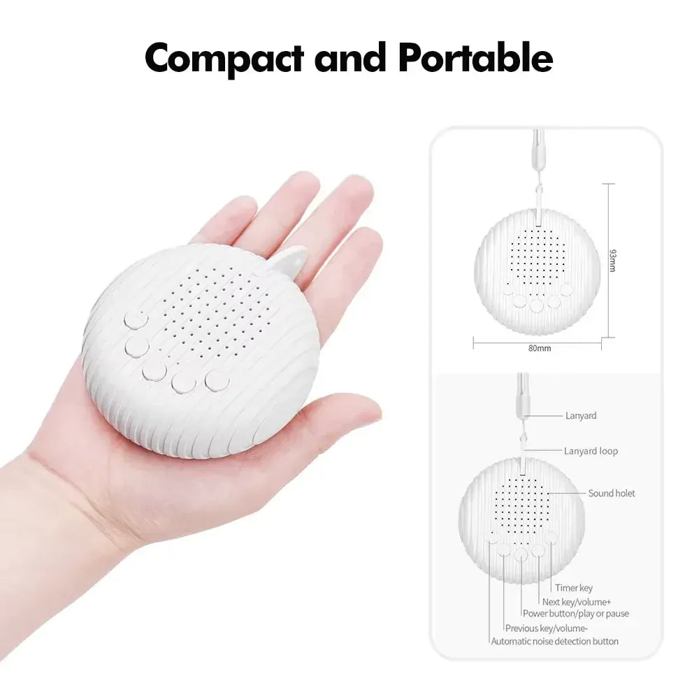white Portable White Noise Sound Machine for Baby Sleep
