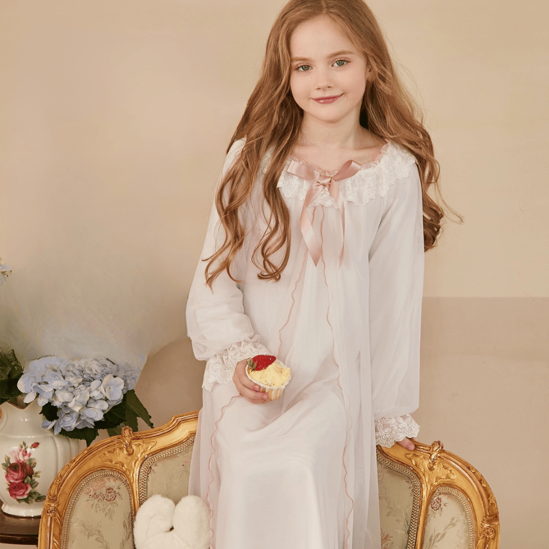 Princess Lace Long Sleeve Nightgown for Girls