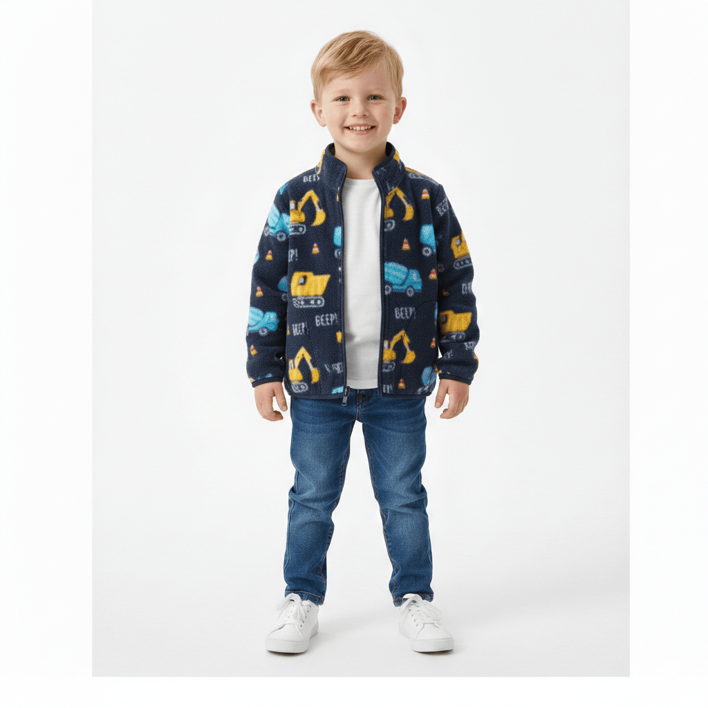 jack Printed Fleece Zipper Jacket for Boys