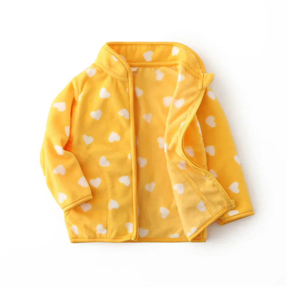Yellow Heart / 24M Printed Fleece Zipper Jacket for Kids