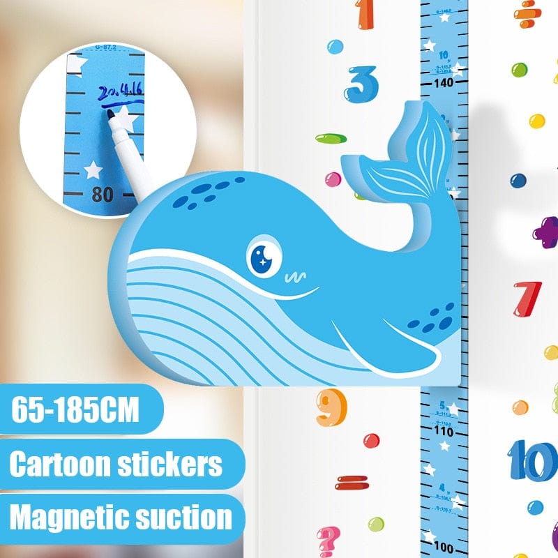 0 Whale / 65-185CM Removable 3d Three-dimensional Cartoon Height Stickers Self-adhesive Children's Magnetic Suction Baby Height Wall Stickers