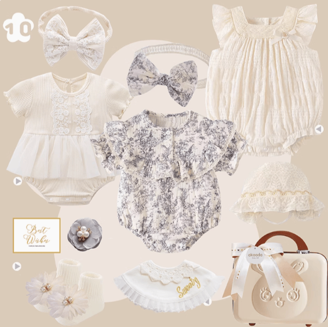 J / 0-3M Rococo Blue & Grey” Baby Girl Gift Set