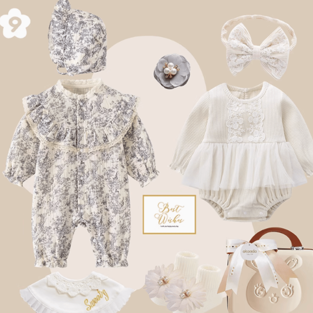 I / 0-3M Rococo Blue & Grey” Baby Girl Gift Set