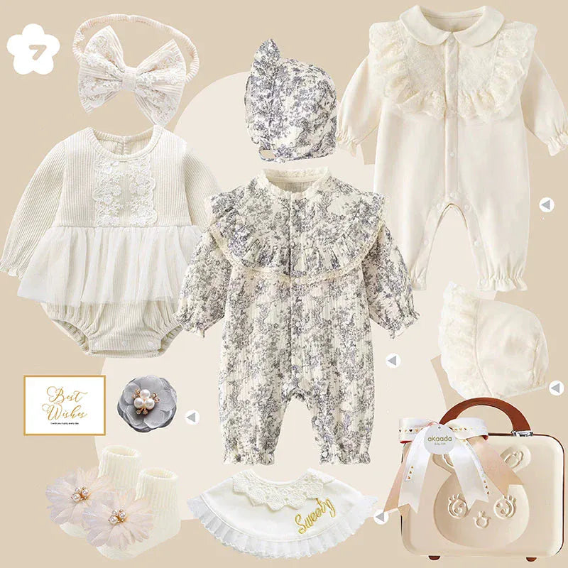 G / 0-3M Rococo Blue & Grey” Baby Girl Gift Set