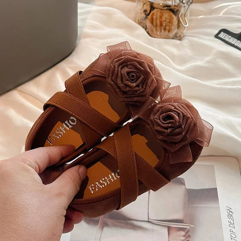 Rose Design Slip-on Princess Flats