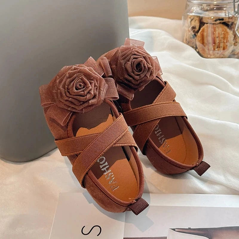 Rose Design Slip-on Princess Flats