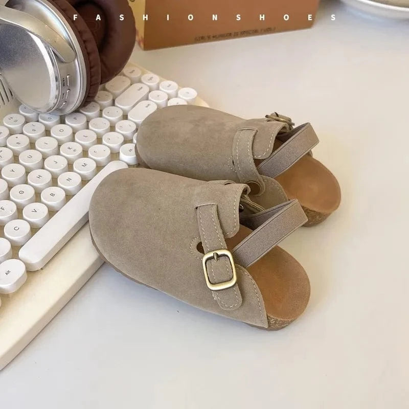 GRAY / 22 Round Head Half Slippers Lazy Shoes