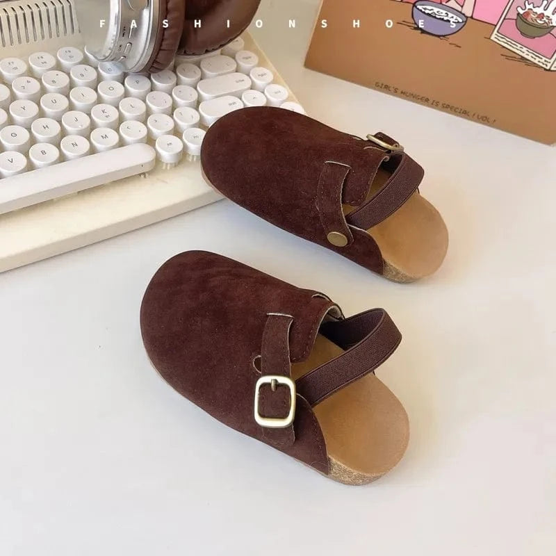 Brown / 24 Round Head Half Slippers Lazy Shoes