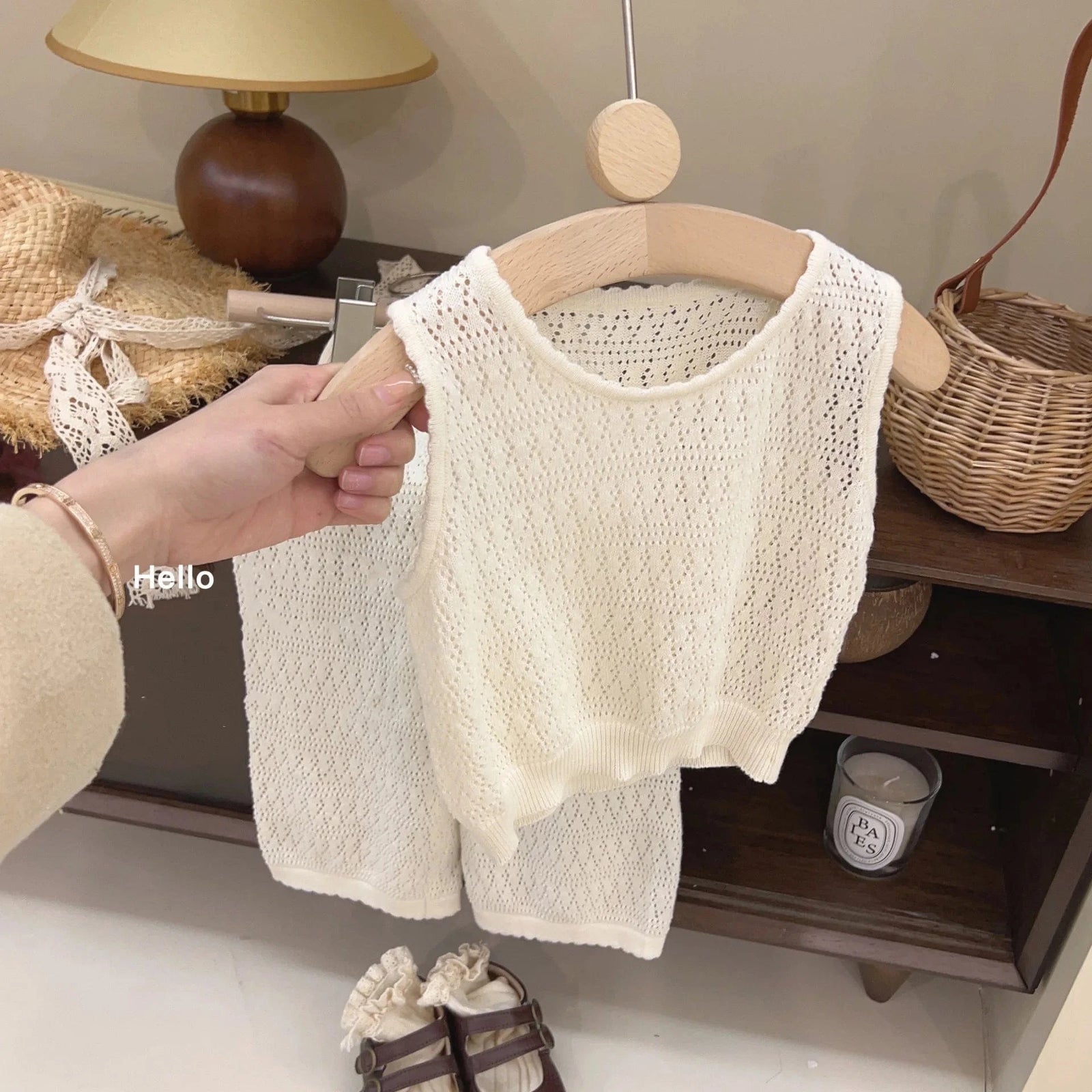 Girl's Clothing Sleeveless Hollow Vest & Wide-Leg Pants