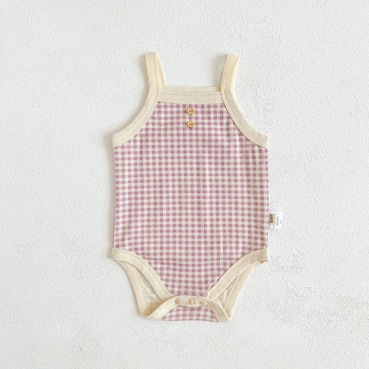 PURPLE / 66cm (0-3M) Sleeveless Sling Plaid Outfits