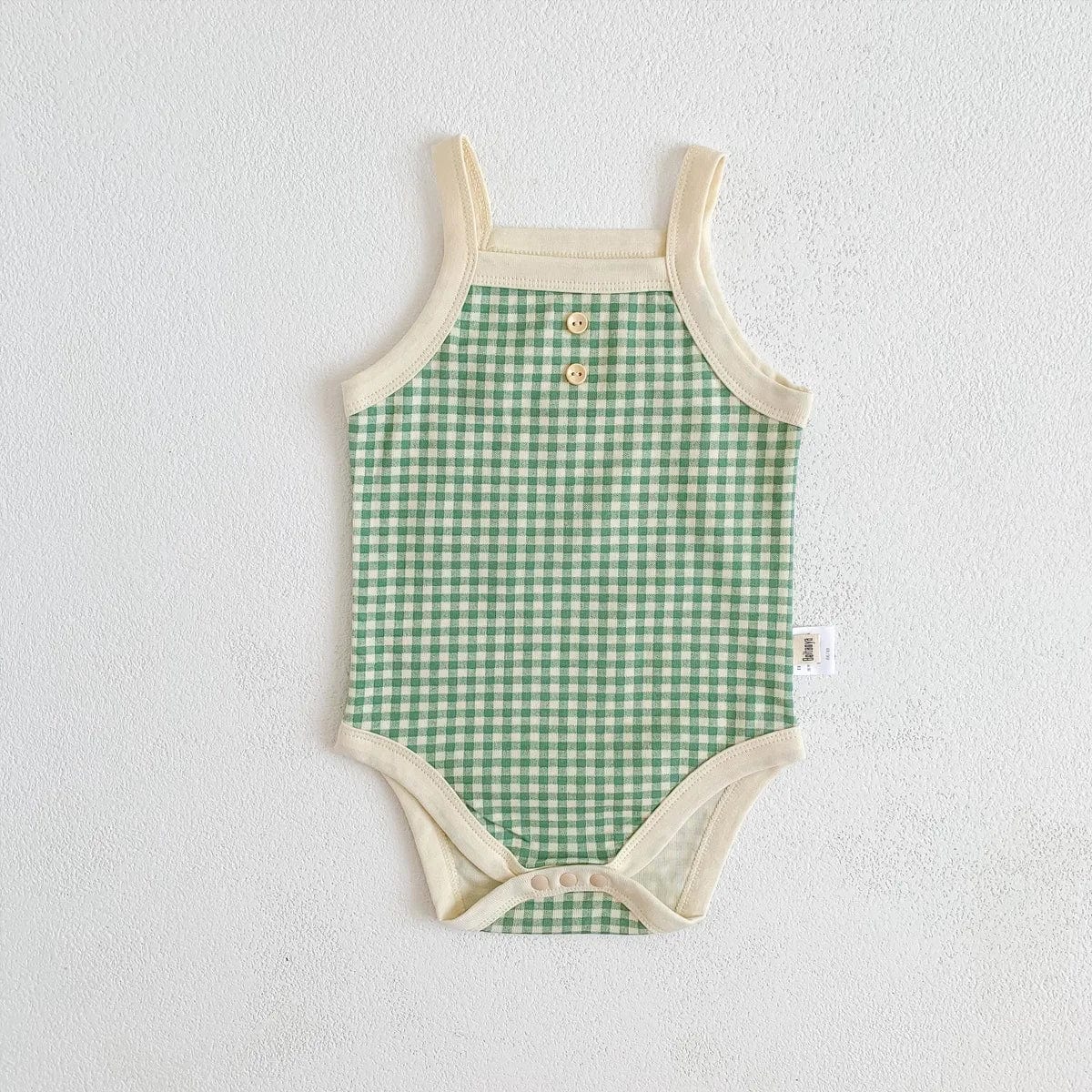 green / 66cm (0-3M) Sleeveless Sling Plaid Outfits