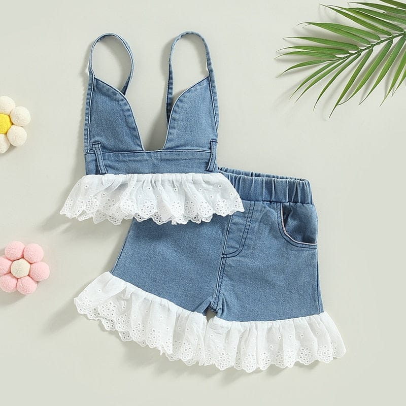 Sleeveless Tie-up Tank Tops + Lace Trim Shorts