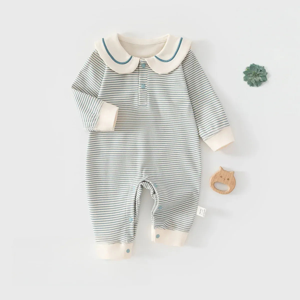 Soft Cotton Sailor Collar Romper for Newborns