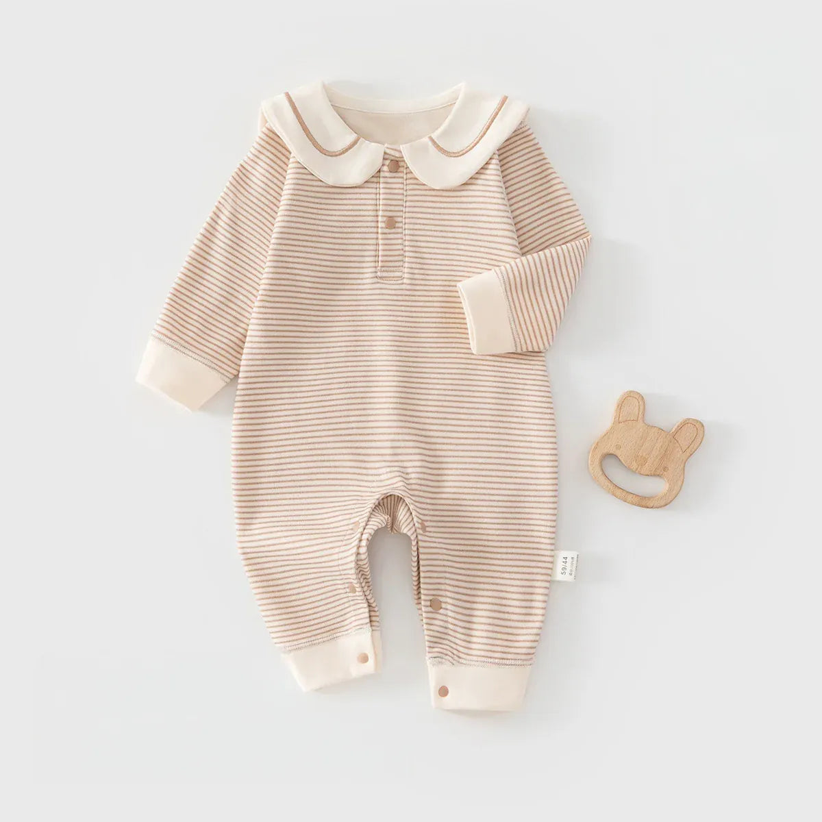 Khaki / 0-3M Soft Cotton Sailor Collar Romper for Newborns