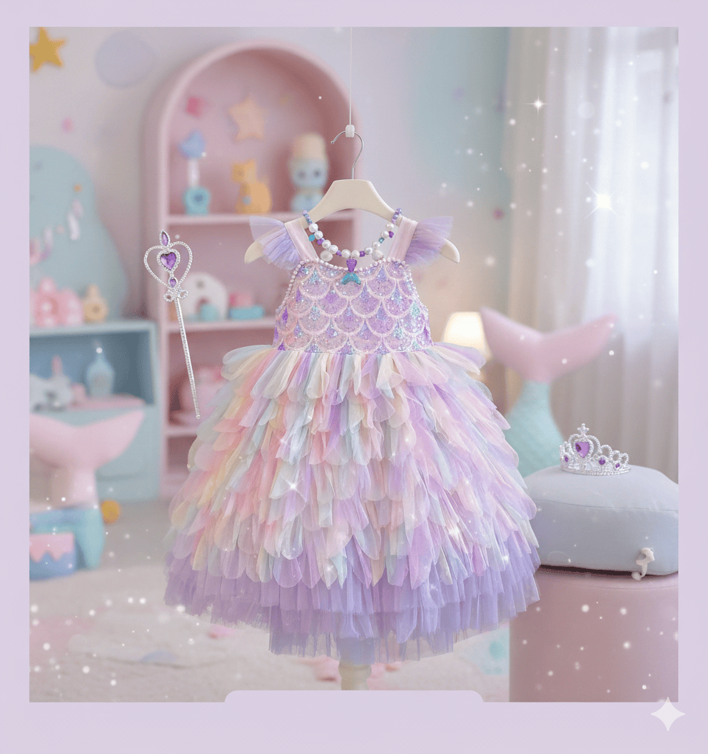 Sparkly Mermaid Princess Dress for Girls