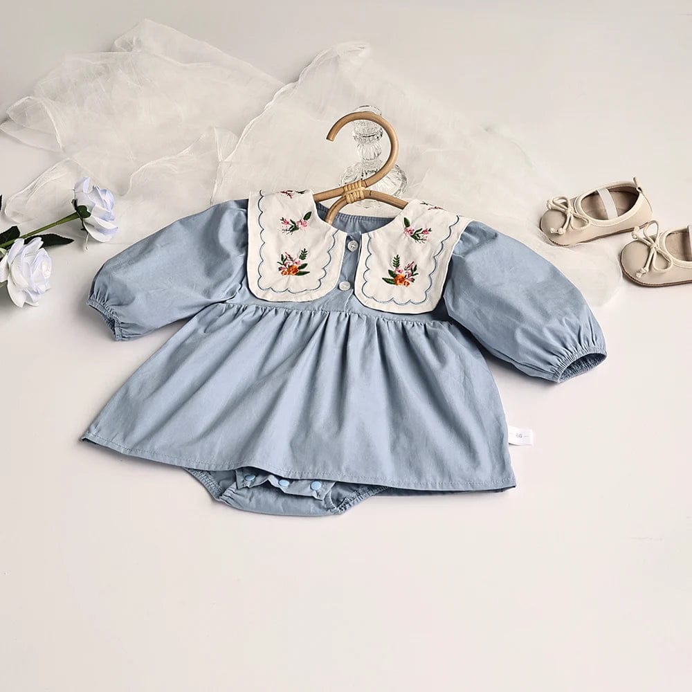 Spring Solid Pleated Baby Bodysuit