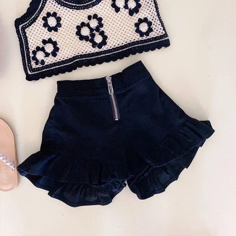 Strap Flower Vest+Shorts