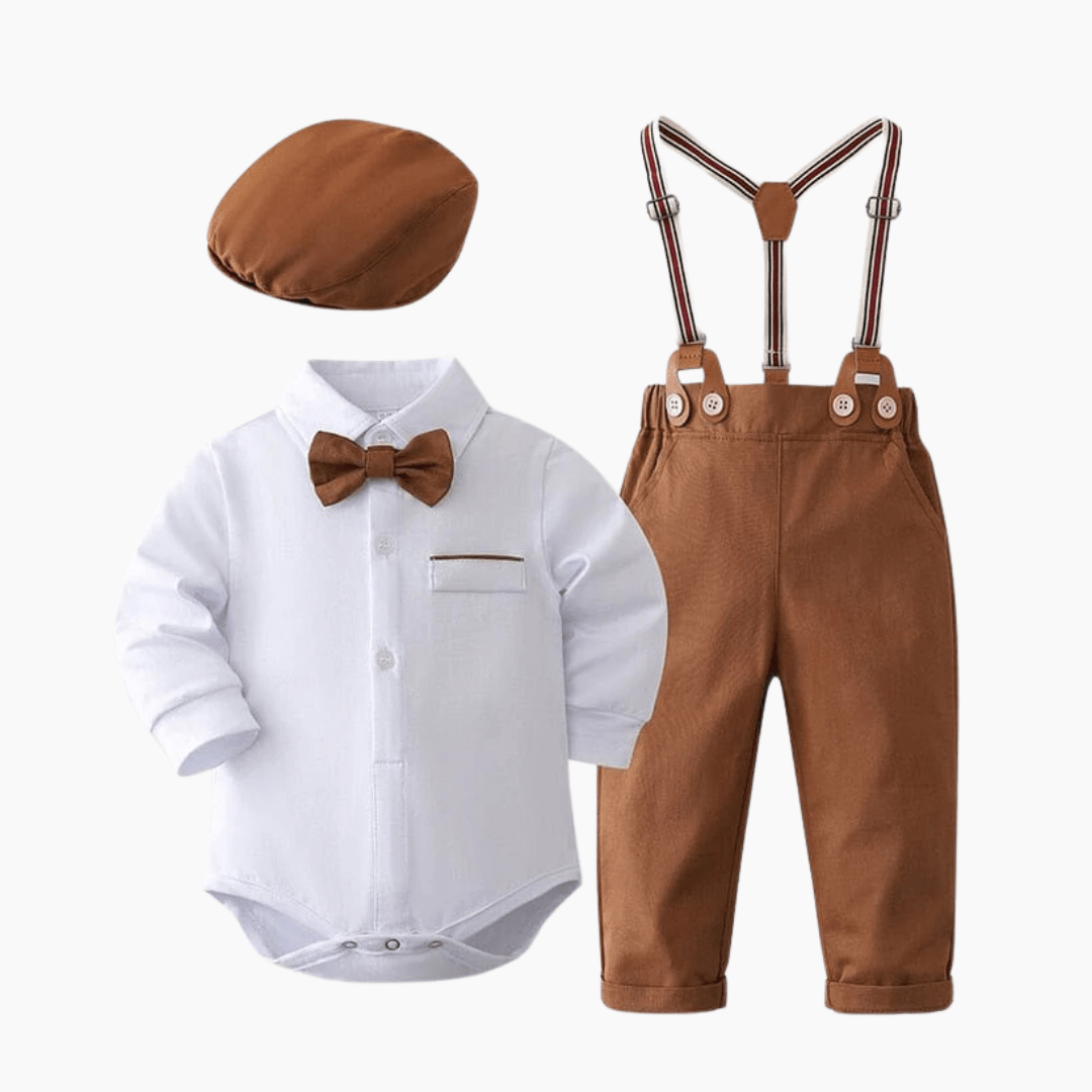 Baby & Toddler Suspenders Boy Outfit With Hat