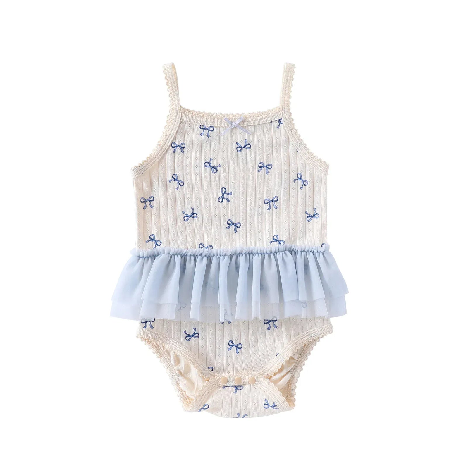 Beige – Blue Skirt Set / 3-6M Sweet Heart Print Baby Romper