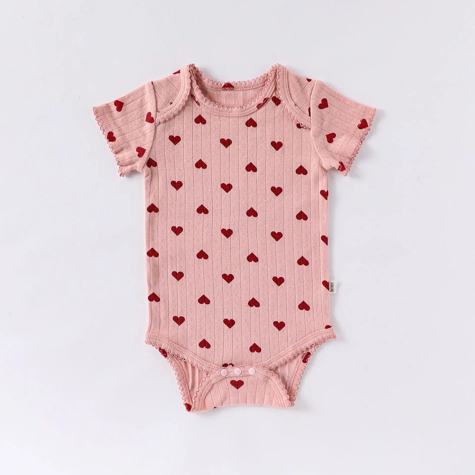 Pink – Black Hearts / 3-6M Sweet Heart Print Baby Romper