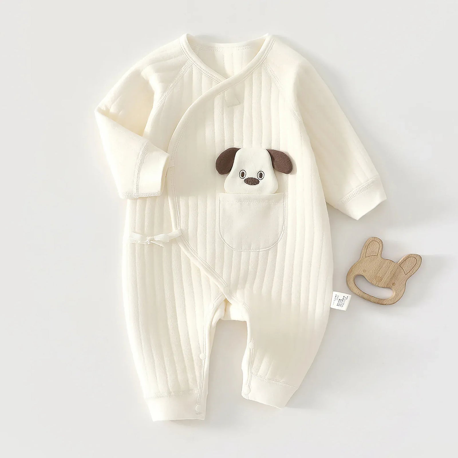 Baby & Toddler Cream Puppy / Newborn The Cuddle-Up Jumpsuit