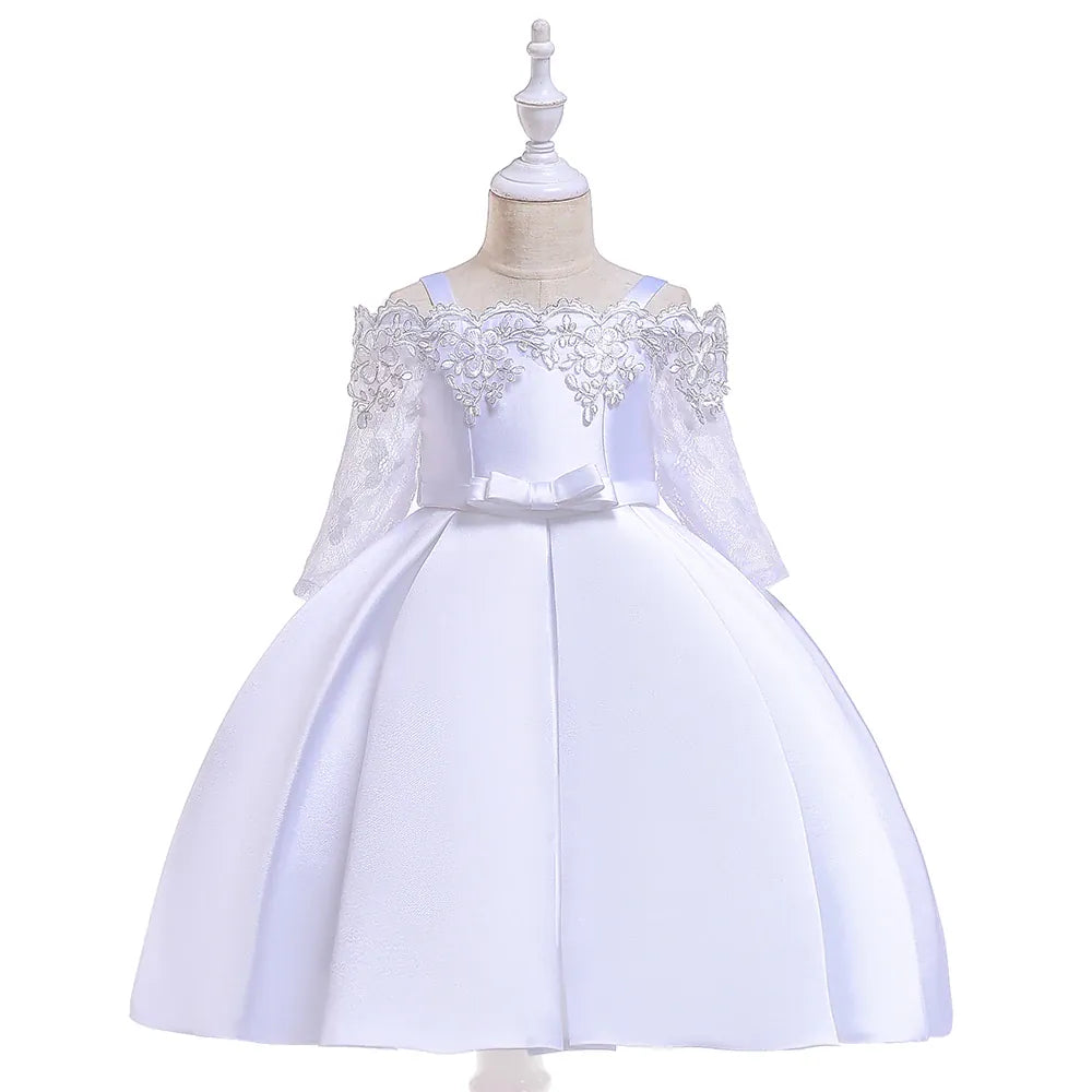 White / 4T The Duchess Satin & Lace Gown
