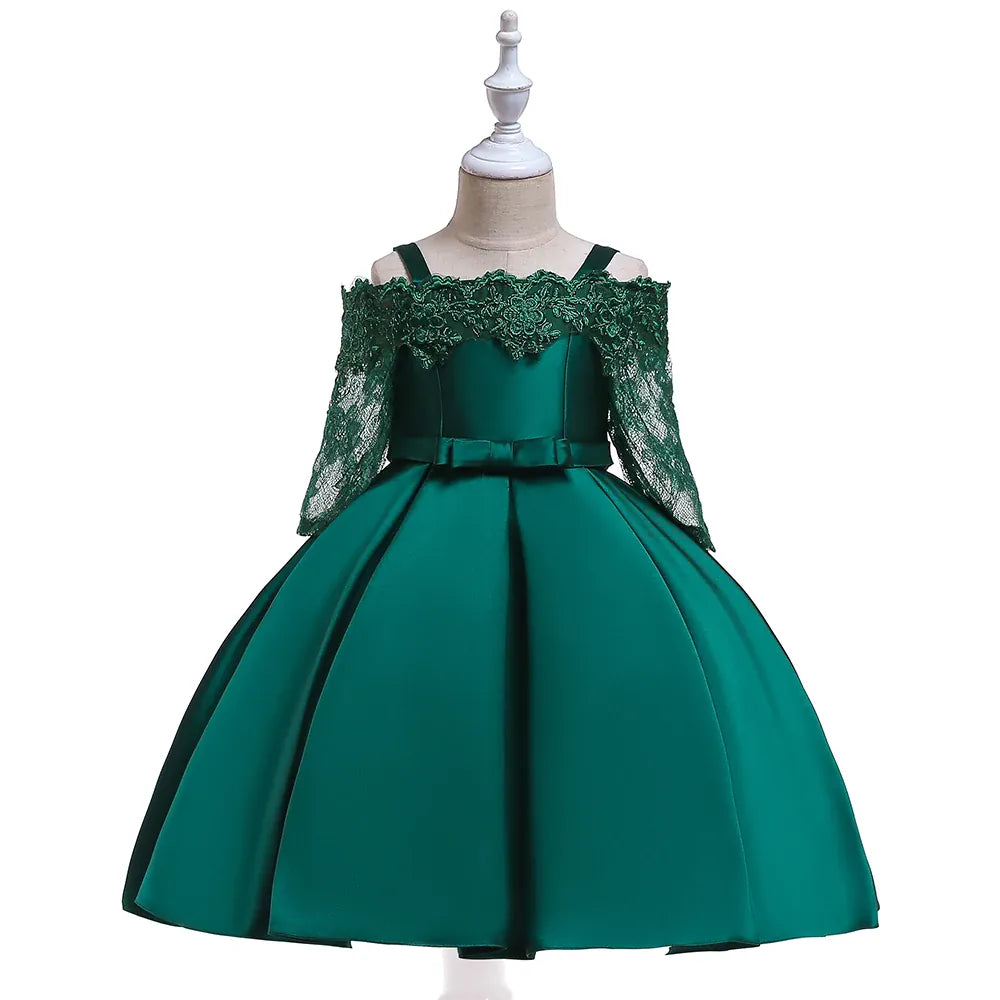 Dark Green / 4T The Duchess Satin & Lace Gown
