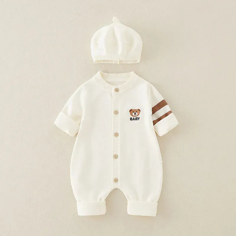 White / 3-6M The Little Scholar Romper & Hat Set