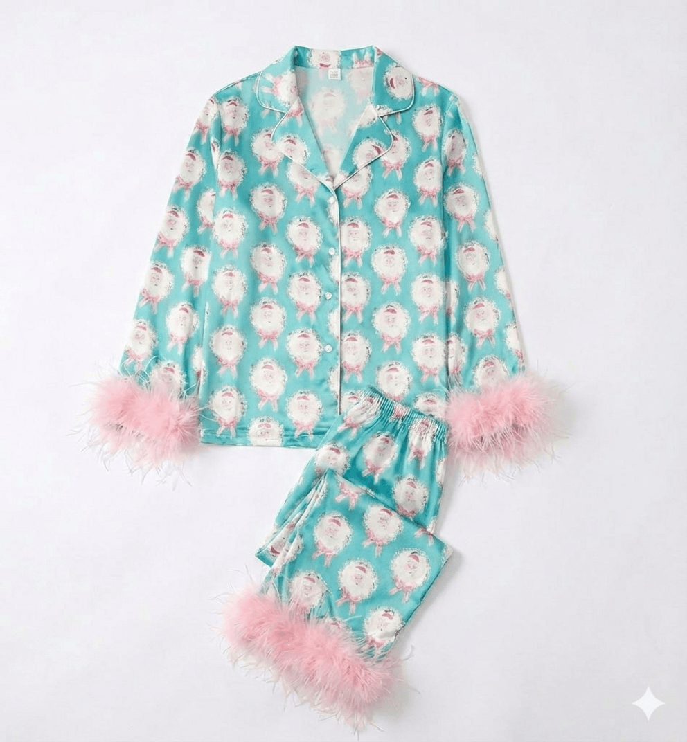 Pink Santa Wreath / 24M The Sugar Plum Dreams Pajama Sets