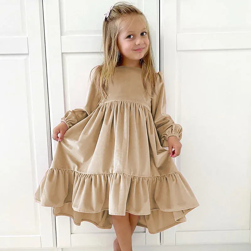 Khaki / 7-8T The Velvet Tiered Twirl Dress