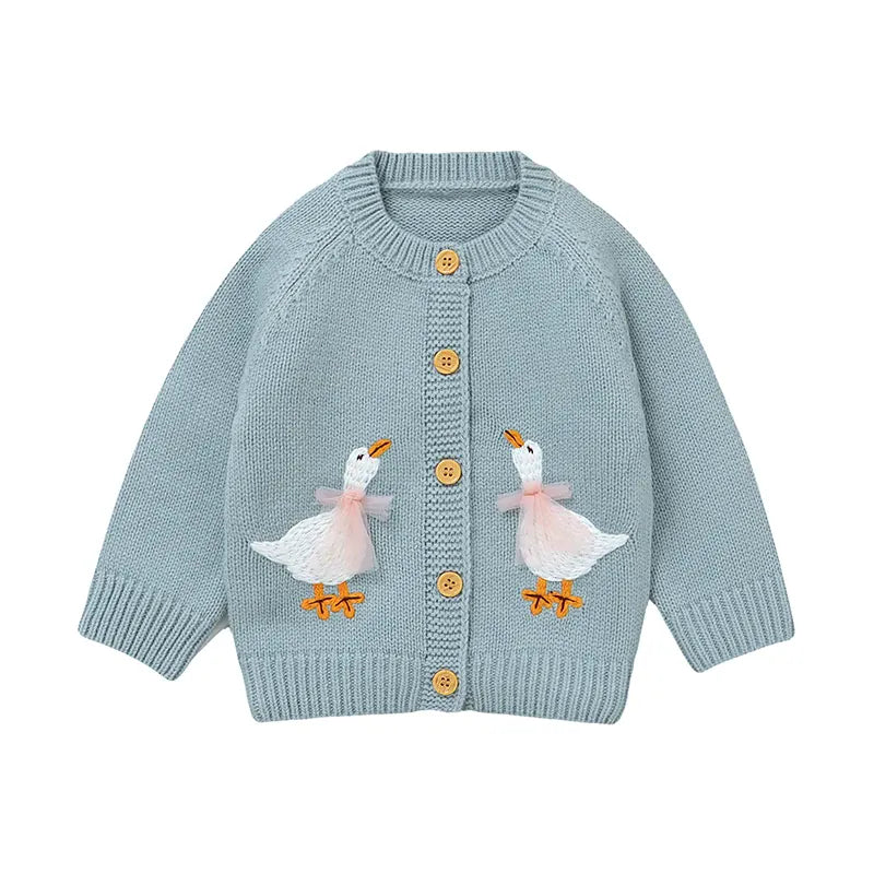 Blue Goose / 6-9M The Waddling Geese Pocket Knit Cardigan