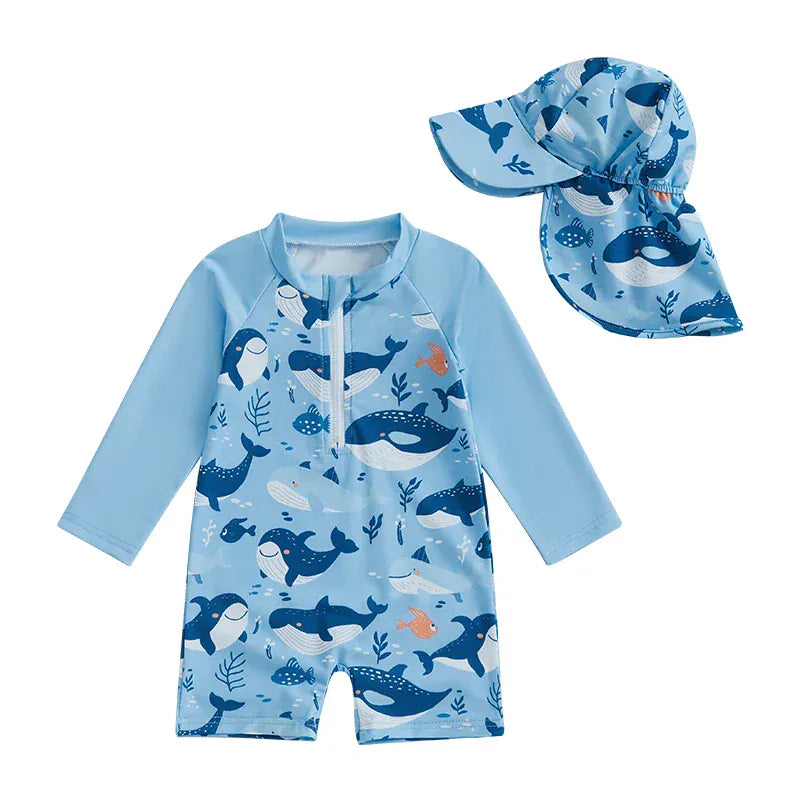 Blue / 3-6M Toddler Boy Rash Guard Swimsuit