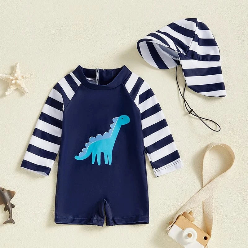 Toddler Boys Dinosaur Rash Guard Swimsuit Set