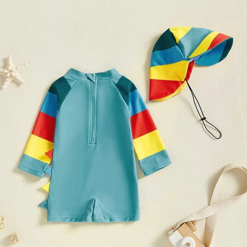 Toddler Boys Dinosaur Rash Guard Swimsuit Set