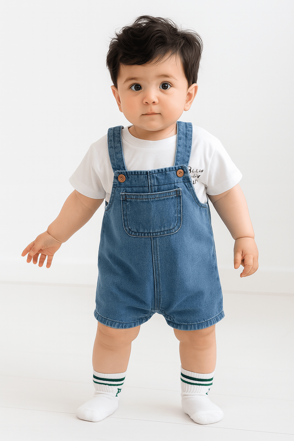 Toddler T-Shirt and Denim Short Overalls
