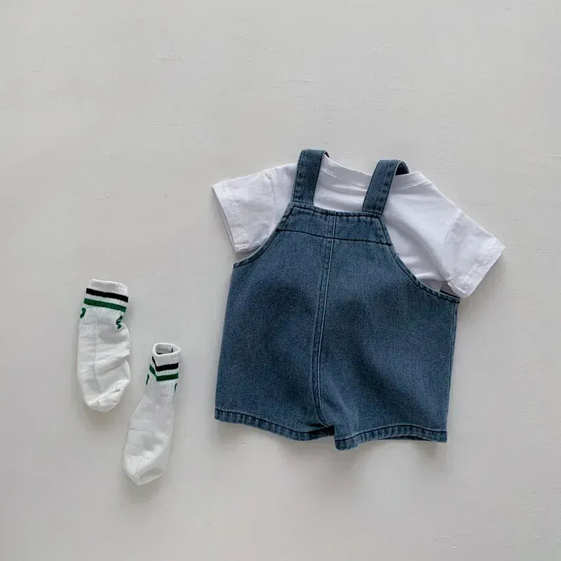 Toddler T-Shirt and Denim Short Overalls
