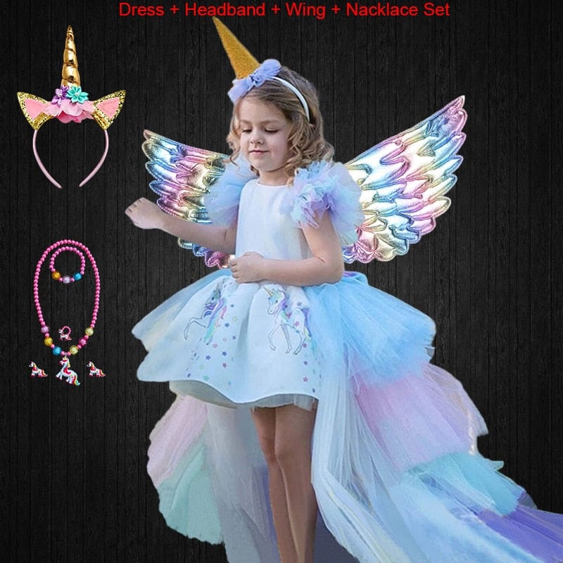 Unicorn Dress with Long Tail + Wings Wi
