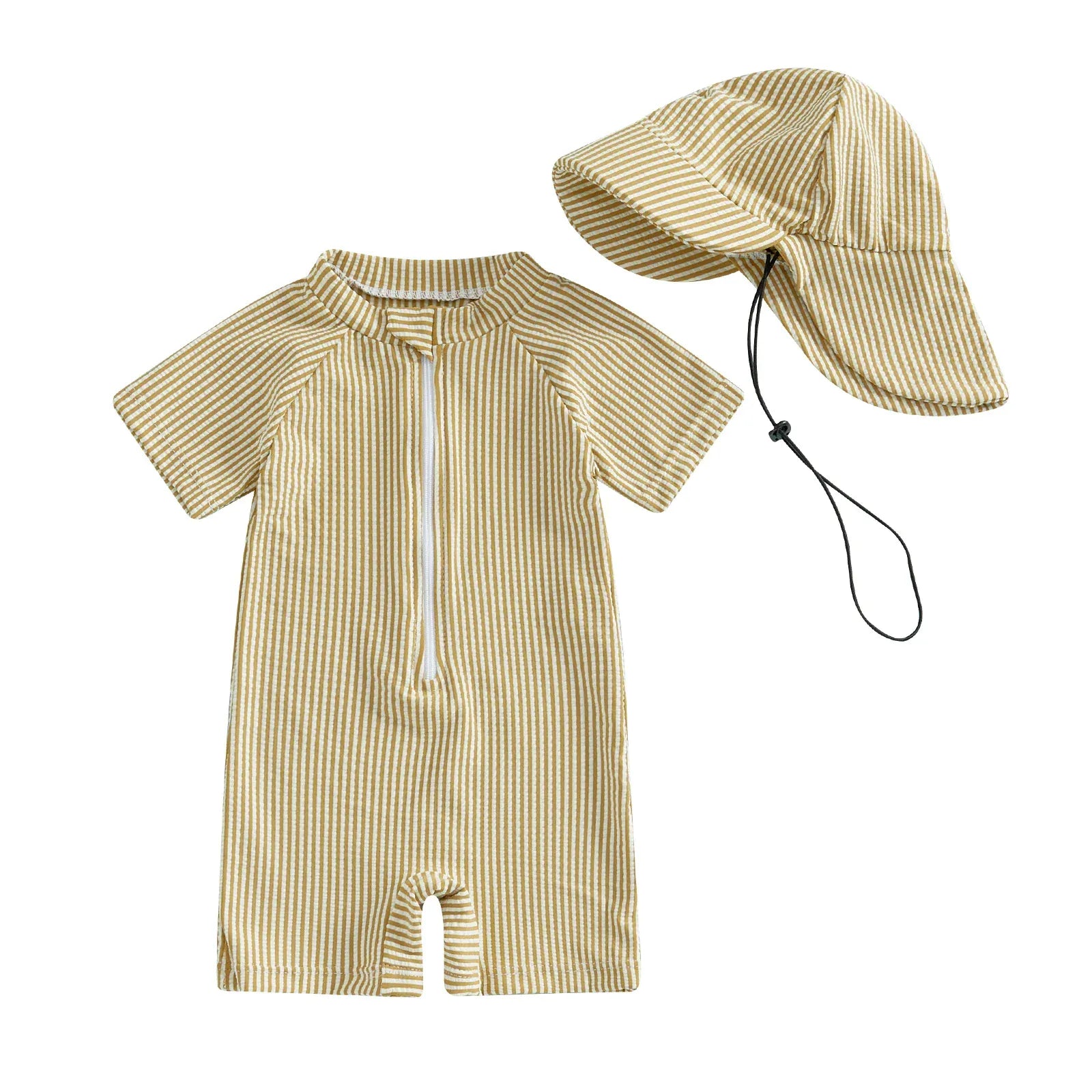 Khaki / 0-3M Unisex Baby Summer Swimsuit Set