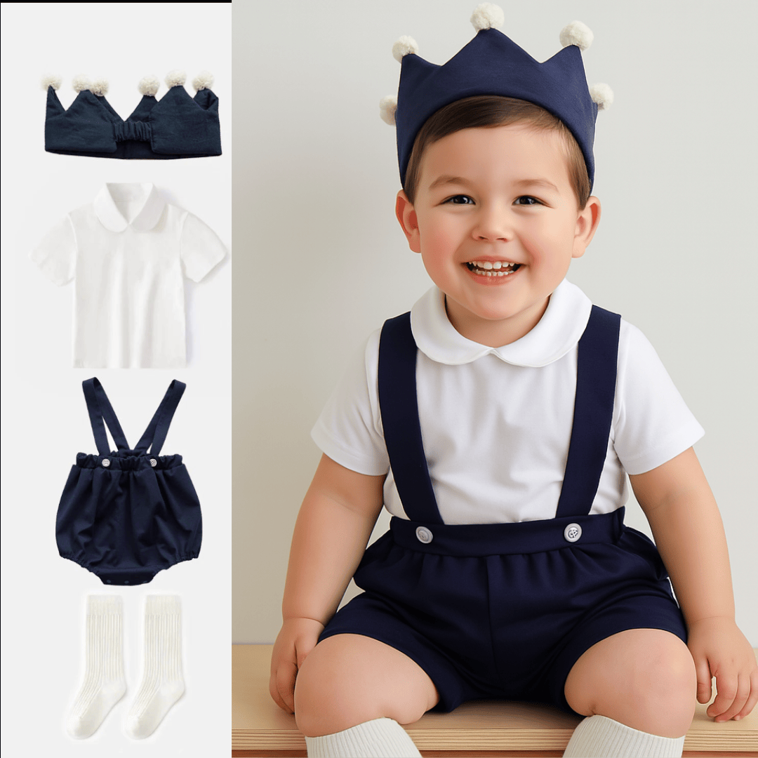 4pcs set / 3M Unisex Baby Suspender Romper Set