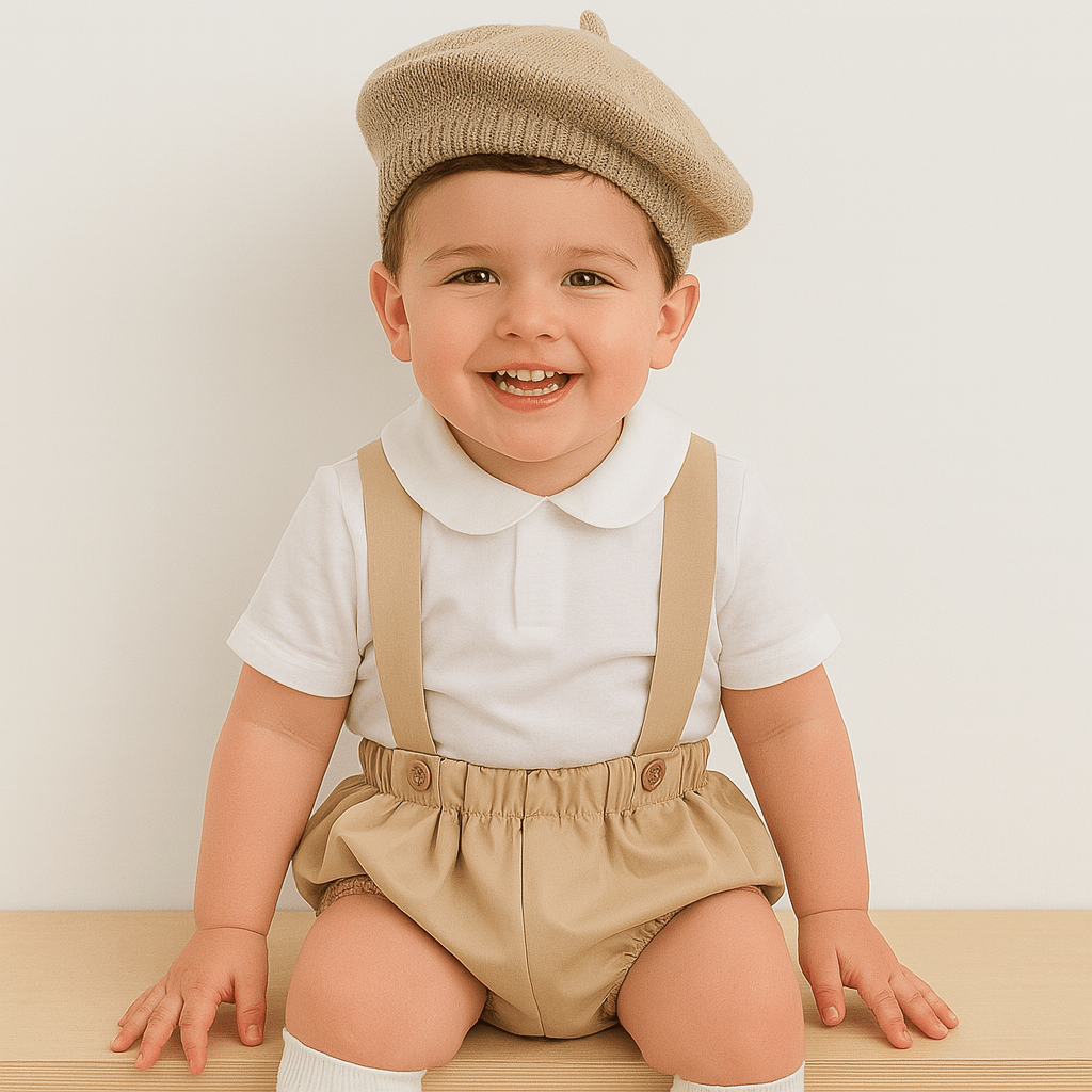 Unisex Baby Suspender Romper Set