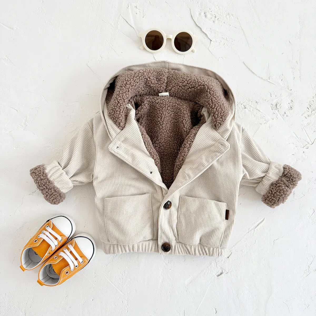 Girl's Clothing Unisex Sherpa-Lined Corduroy Hooded Jacket