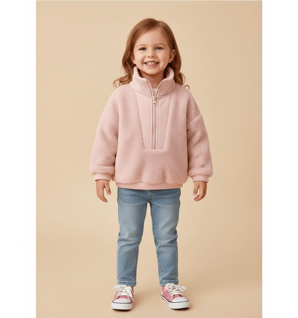Unisex Toddler and Baby Cozy Sherpa Half-Zip Sweatshirt