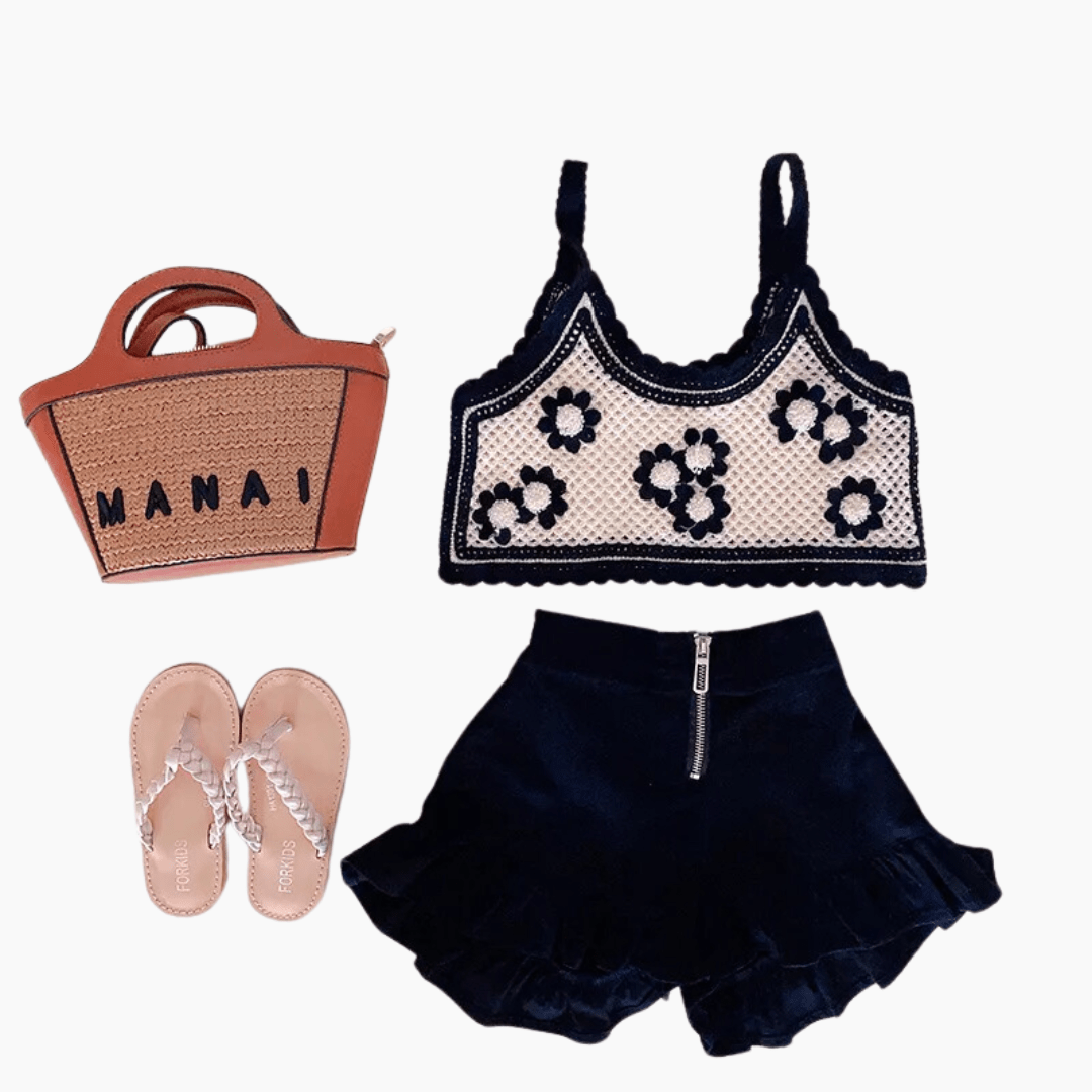 Vintage Crochet Knitted Sleeveless Vest Set