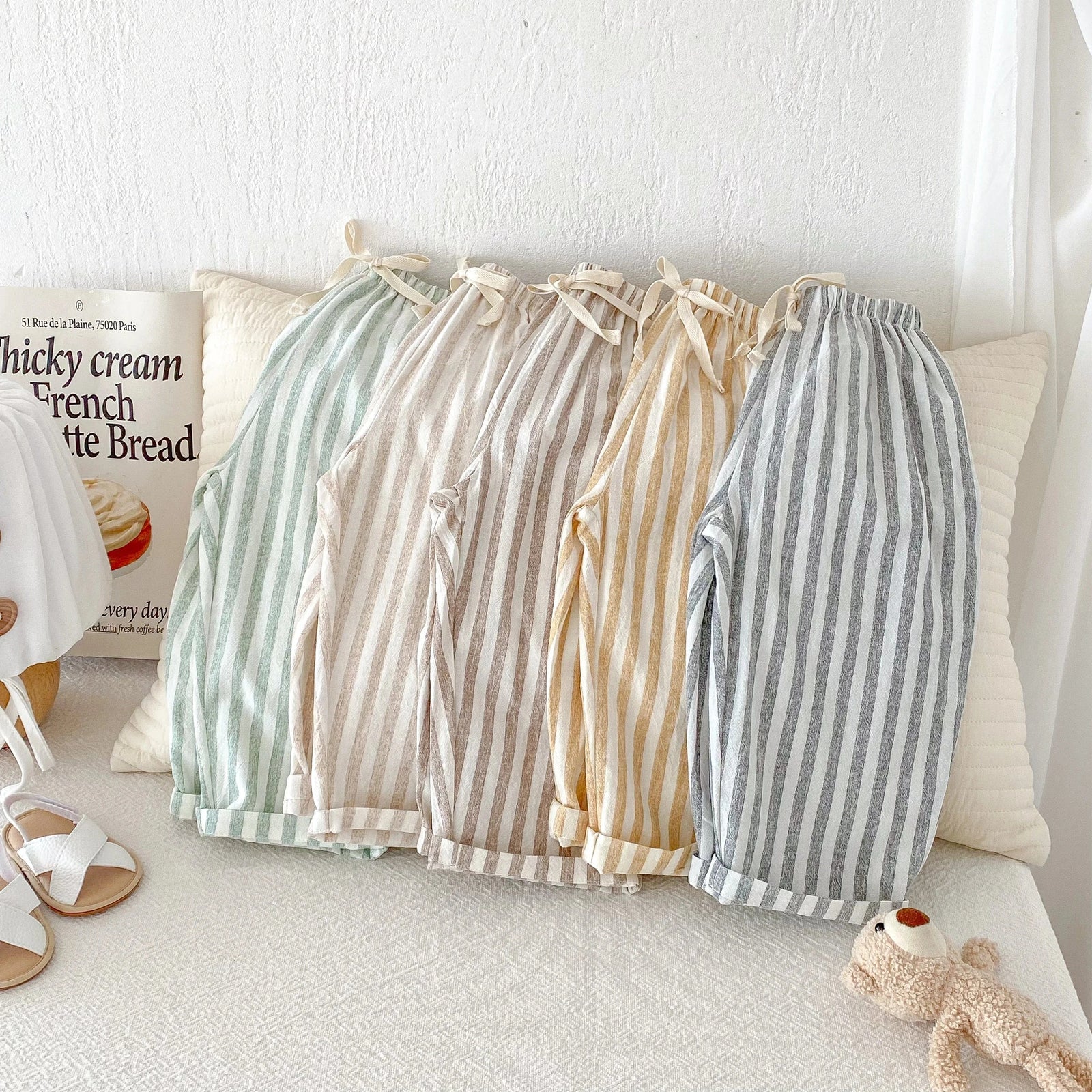 Vintage Striped Linen Cotton Pants