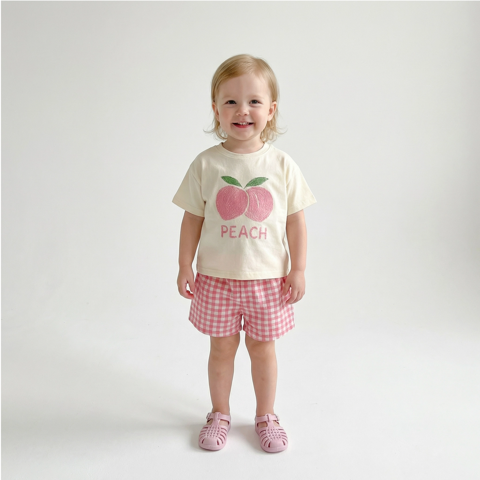 Fruit T-shirt & Plaid Shorts Set
