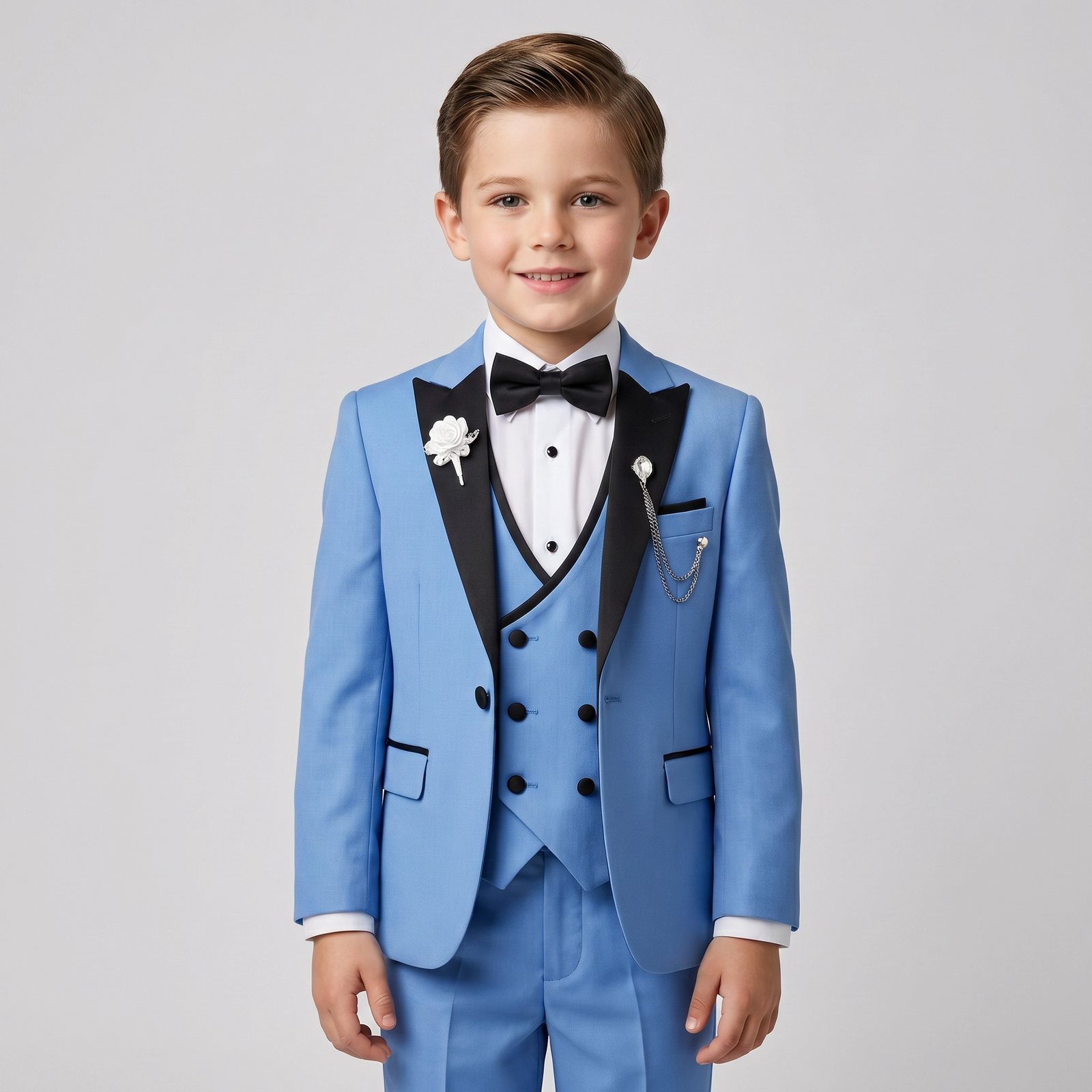 3-Piece Elegant Burgundy Tuxedo Suit Set for Boys