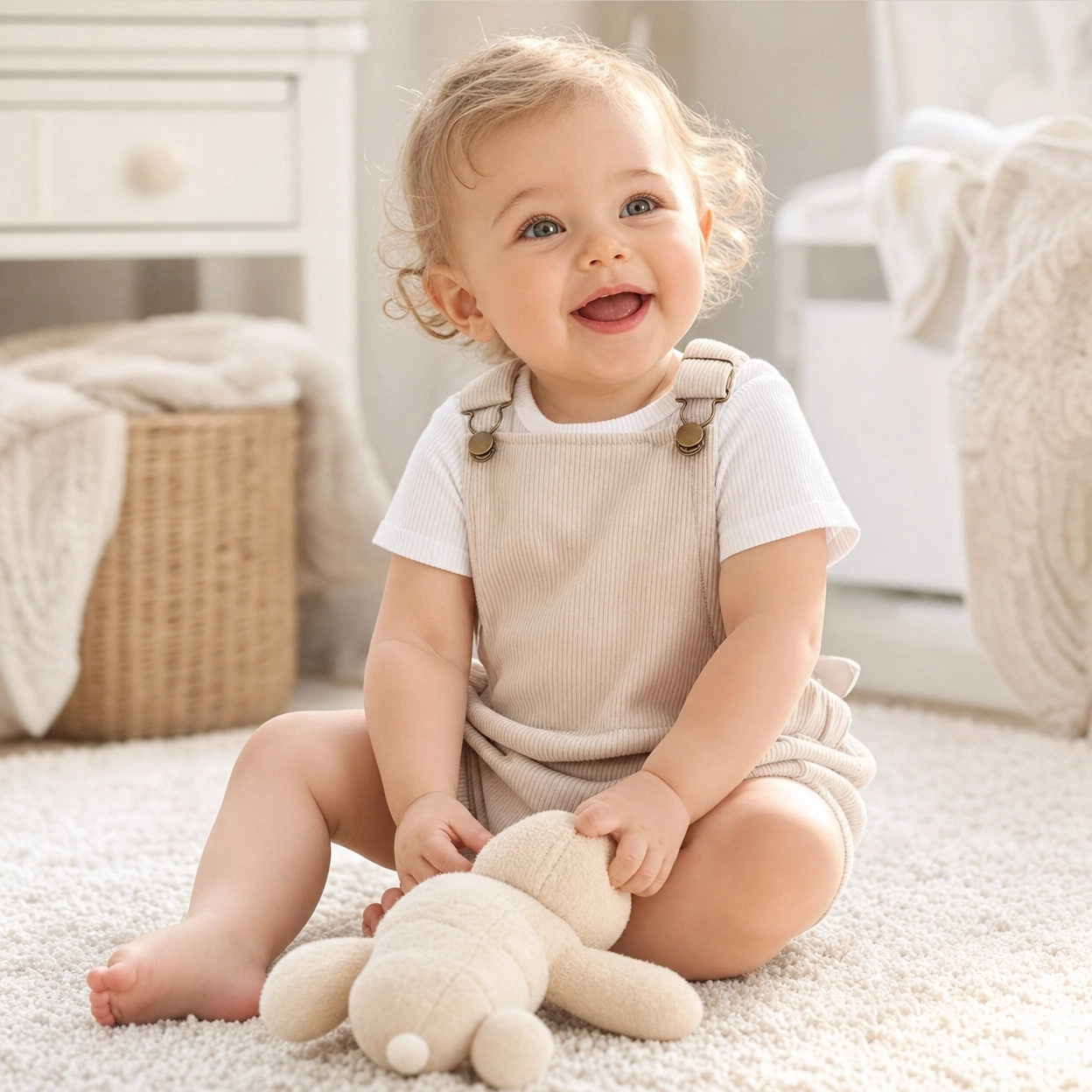 2-Piece Corduroy Overall Shorts & Tee Set