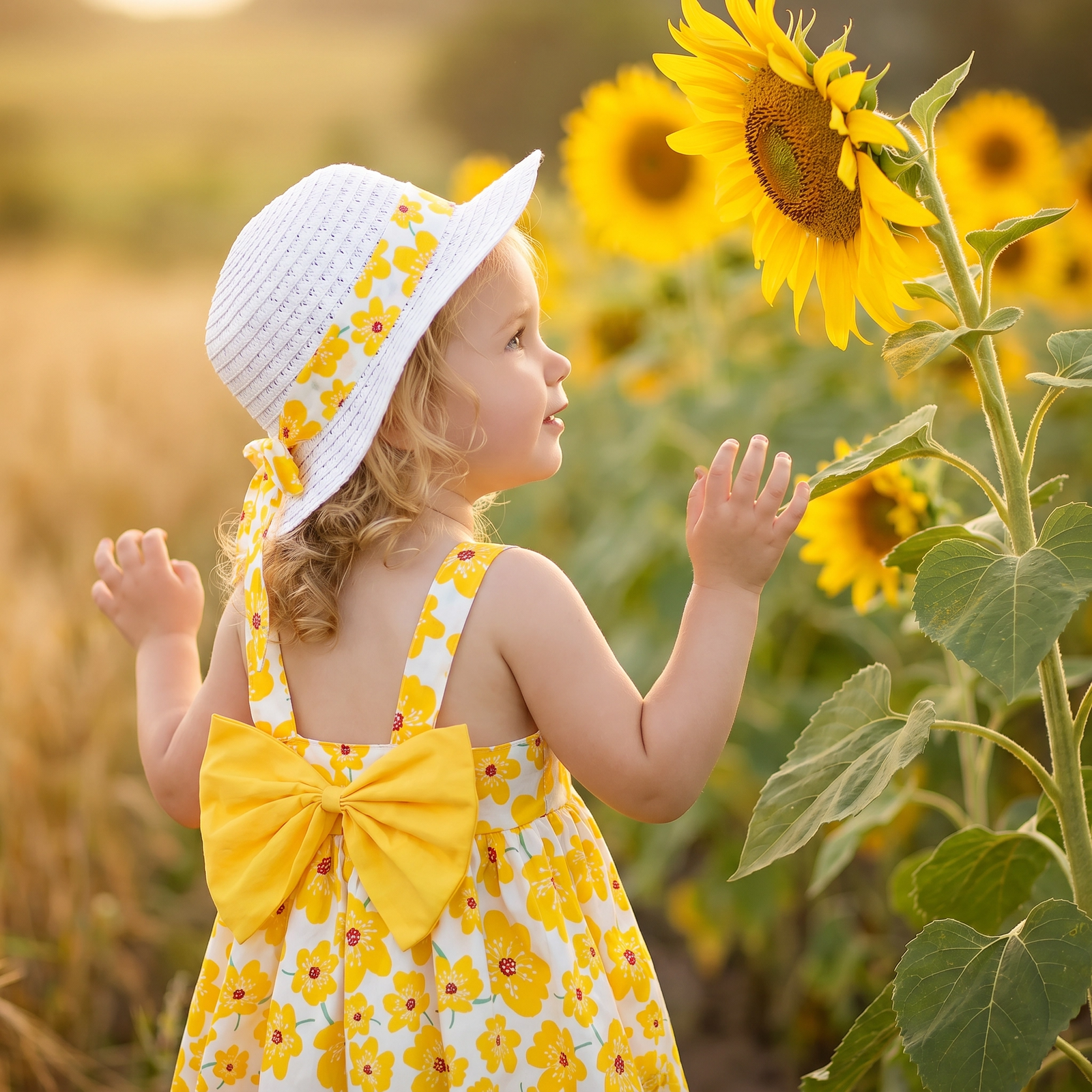 Floral Sling Dress & Gift Hat Set for Baby Girls