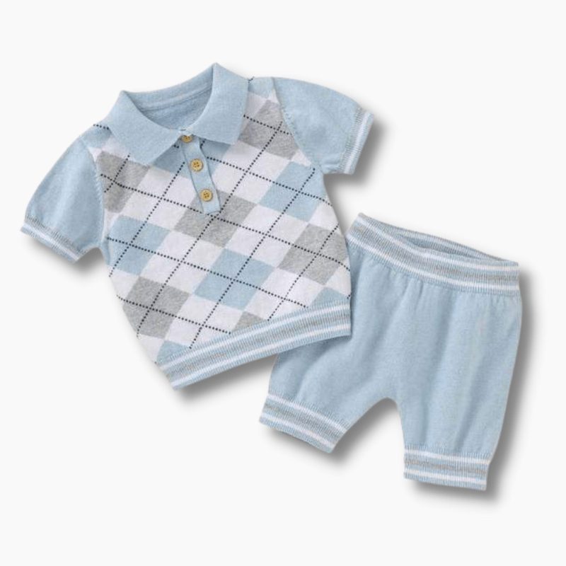 Boy's Clothing 2pcs Checked Outfit