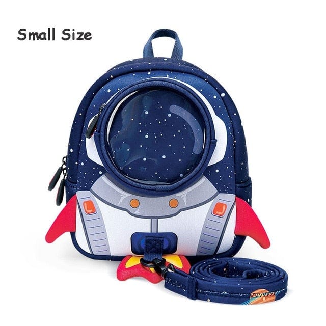 small blue 3D Rockets Anti-lost School Bags
